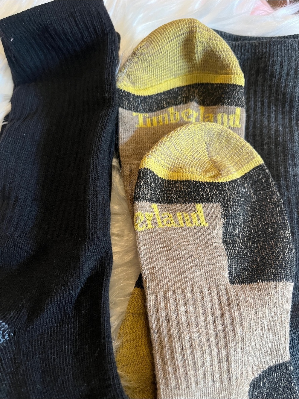 Timberland Men’s Athletic Socks in Black, Yellow and Tan3pack